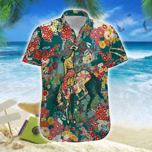 Hawaiian Aloha Shirts Funny Rodeo Cowboy Flowers