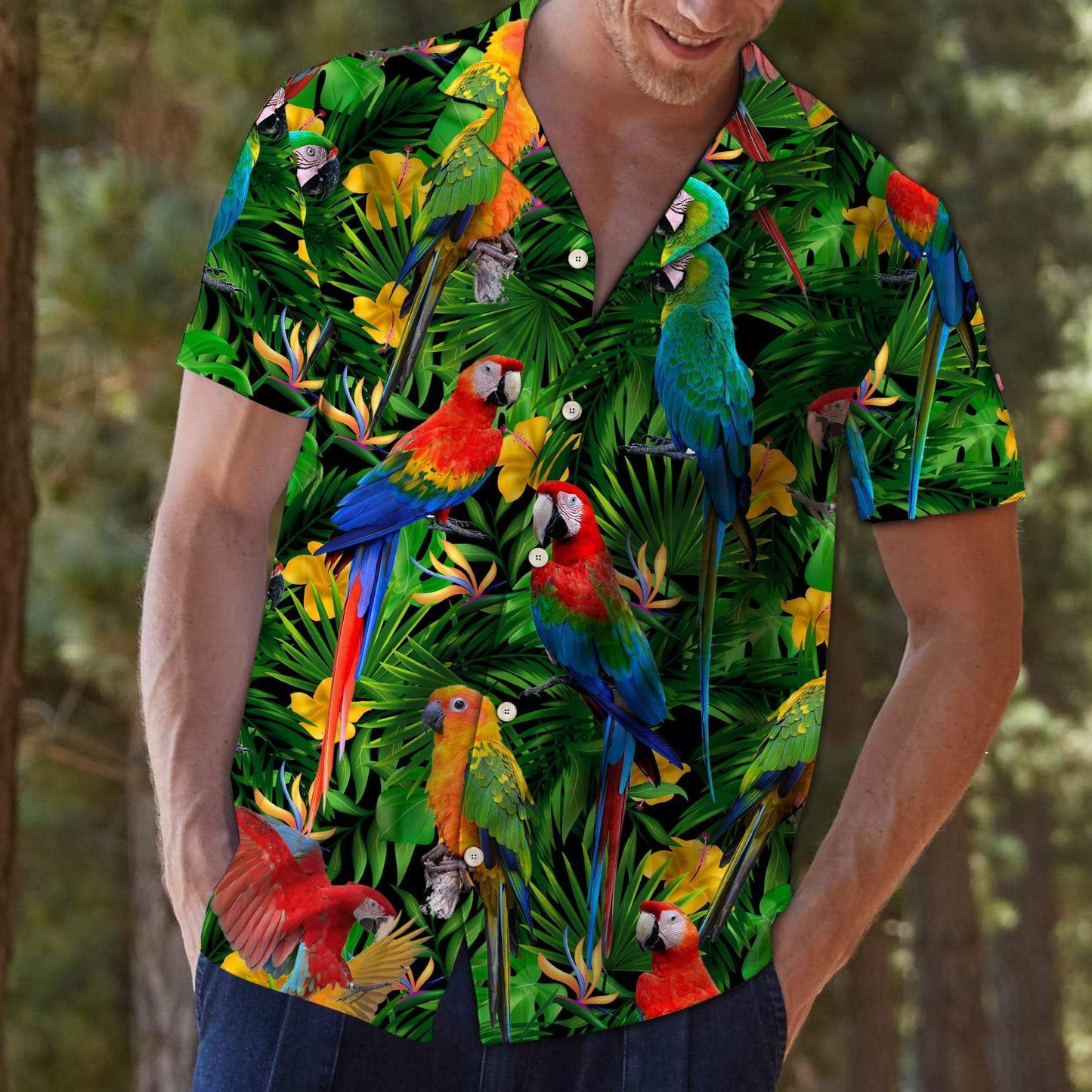 Parrot Tropical Summer Vibe Hawaiian Aloha Shirts #KV