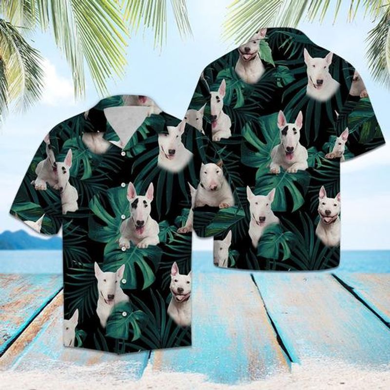 Bull Terrier  Jungle   Blue Unique Design Unisex Hawaiian Shirt For Men And Women Dhc17063976