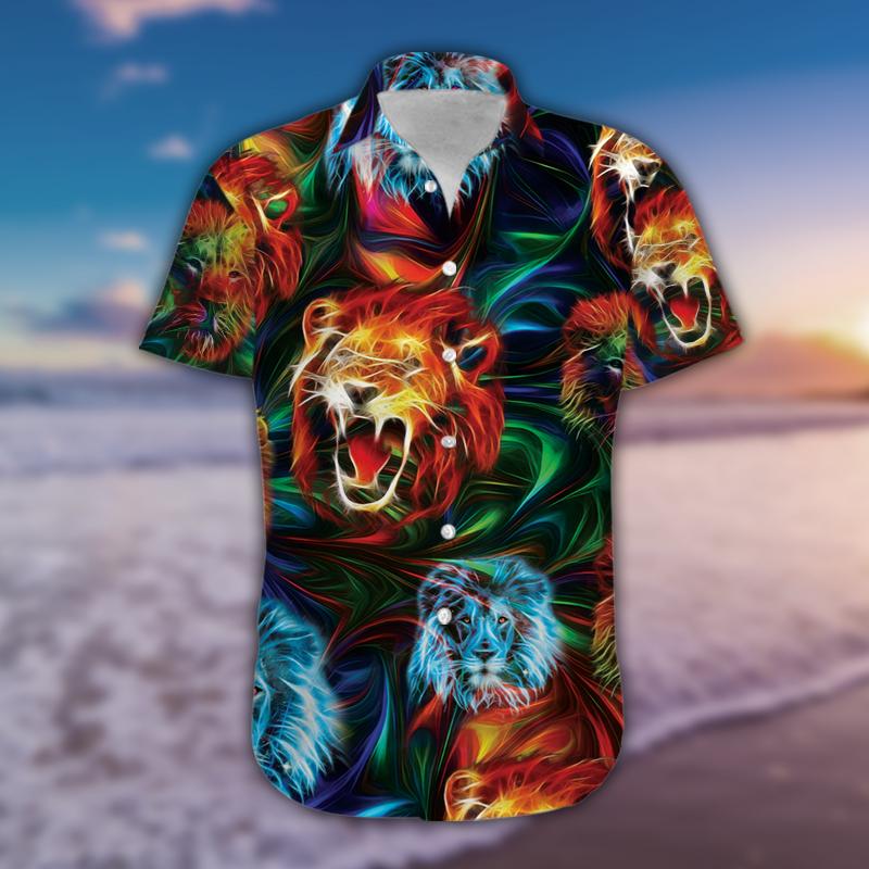 Hawaiian Aloha Shirts Magic Multicolor Lion #90421H