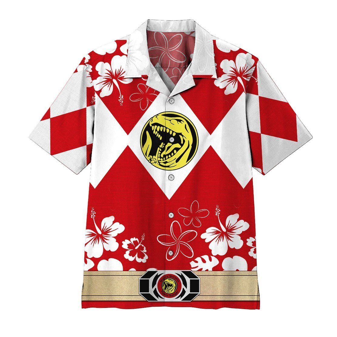  3D Mighty Morphin Power Ranger Red Hawaii Shirt