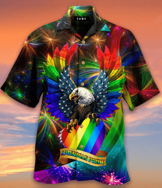 LGBT Eagle American Pride Hawaiian Aloha Shirt #V