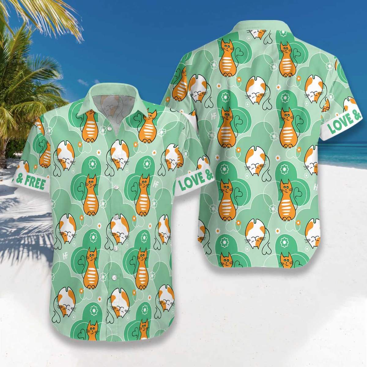 Cat Love and Free Unisex Hawaiian Aloha Shirts #DH