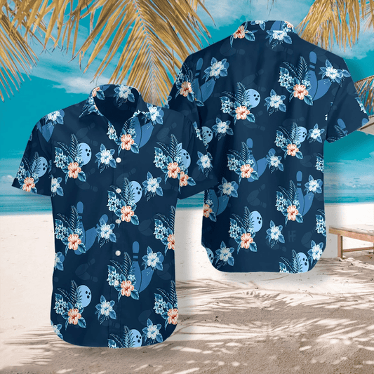 Blue Bowling Summer Tropical Unisex Hawaiian Aloha Shirts