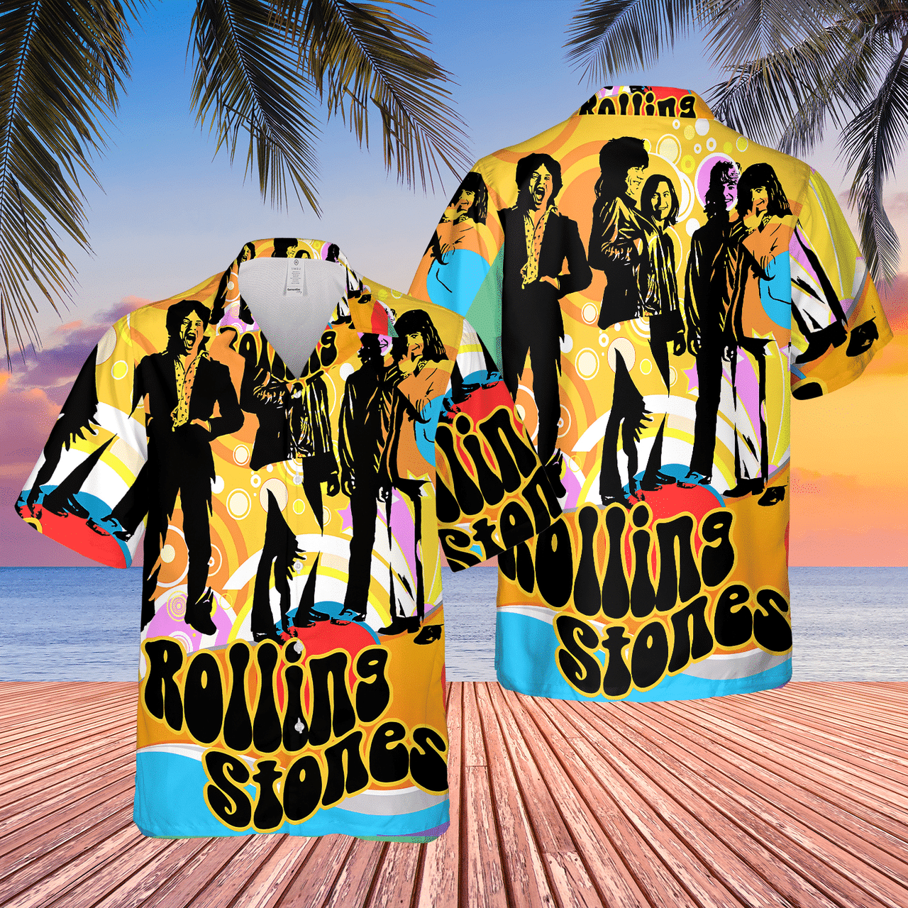 The Rolling Stones Poster 70's Rock 'n Roll Hawaiian Shirt