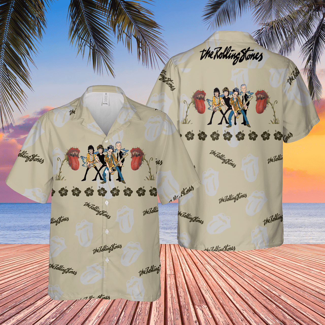 The Rolling Stones Rock 'n Roll Band Hawaiian Shirt