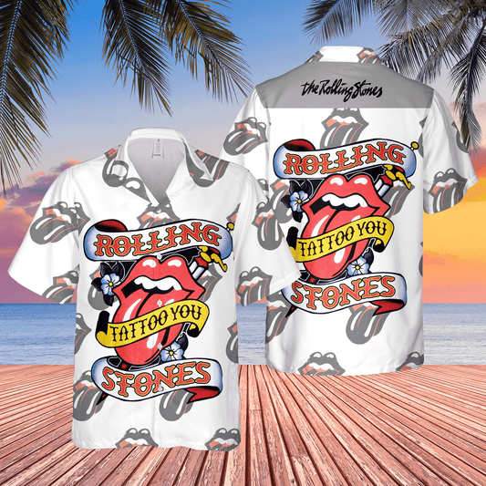 Rolling Stone Tattoo You Awesome Tongue Logo Hawaiian Shirt