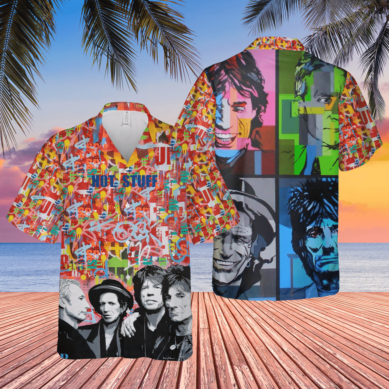 The Rolling Stones The Rock 'n Roll Legend Colorful Pattern Hawaiian Shirt