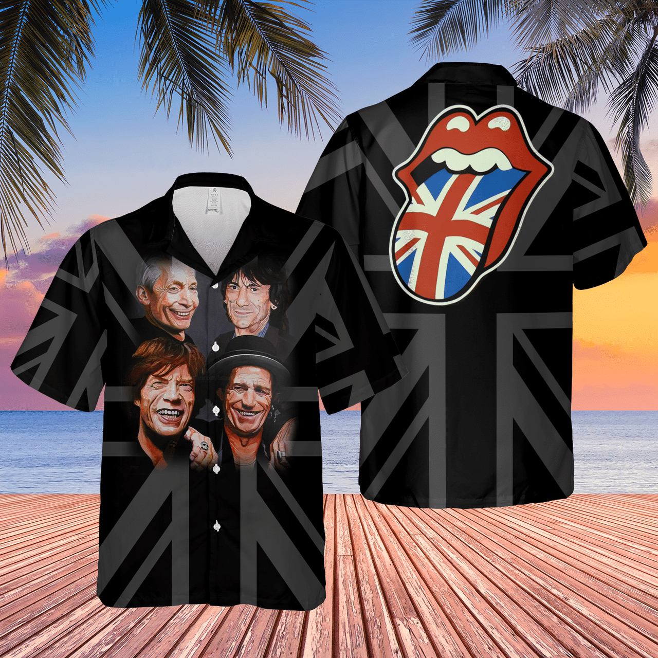 The Rolling Stones In United Kingdom's Flag Hawaiian Shirt