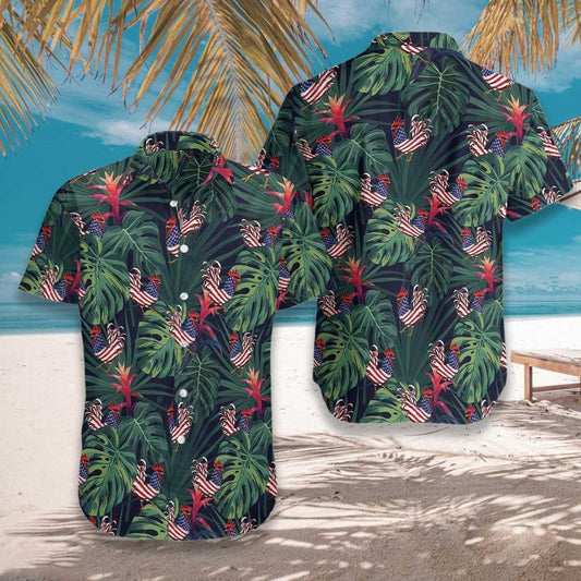 Chicken American Flag Tropical Hawaiian Shirt | For Women Men