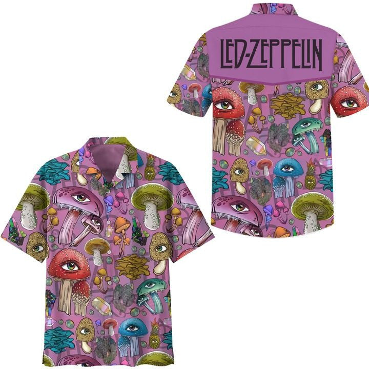 LED ZEPPELIN PSYCHEDELIC EYE MUSHROOM HAWAIIAN SHIRT