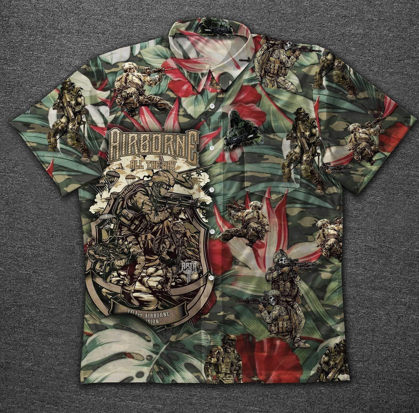 Airborne All The Way US Army Hawaiian Aloha Shirts #VI