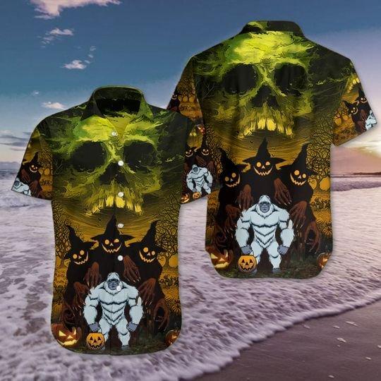 Skull Bigfoot Halloween Hawaiian Shirt | For Men & Women | Adult | HW8998