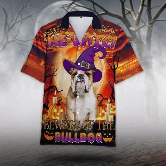 The Witch Beware Of The Bulldog Halloween Hawaiian Shirt | For Men & Women | Adult | HW8964