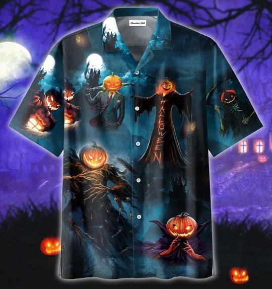 Happy Halloween Festival Devil Pumpkin Hawaiian Shirt | For Men & Women | Adult | HW8915