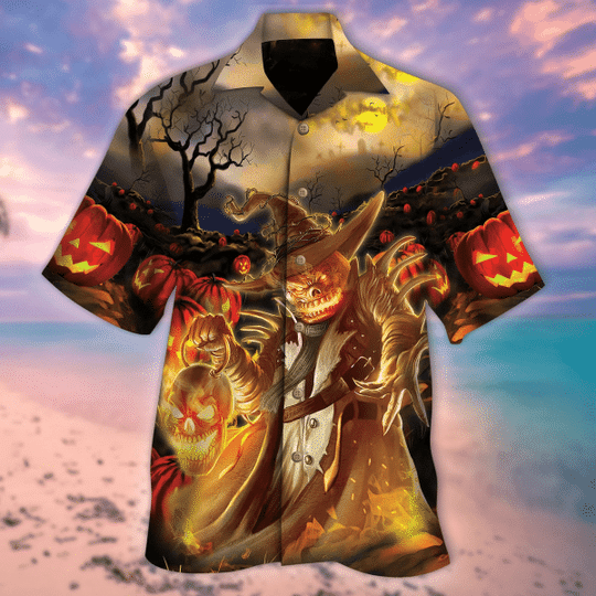 Pumpkin Man Under Moon Halloween Hawaiian Shirt | For Men & Women | Adult | HW8907