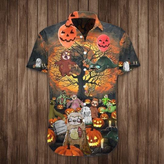 Sloth Pumpkin Halloween Hawaiian Shirt | For Men & Women | Adult | HW8975