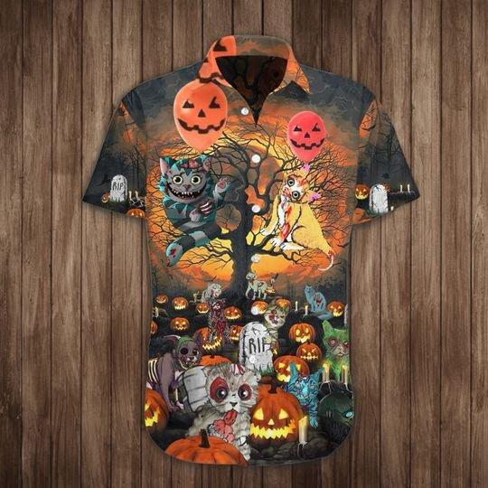 Cat Pumpkin Halloween Hawaiian Shirt | For Men & Women | Adult | HW8974