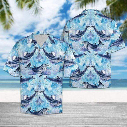 Dolphin Blue Sea Summer Vibe Hawaiian Aloha Shirts #DH