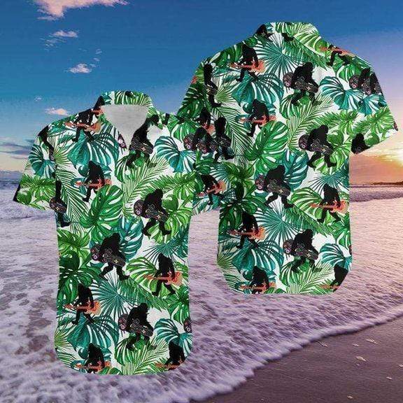 Guitarist Bigfoot Love Music Summer Vibe Tropical Hawaiian Aloha Shirts #2908H