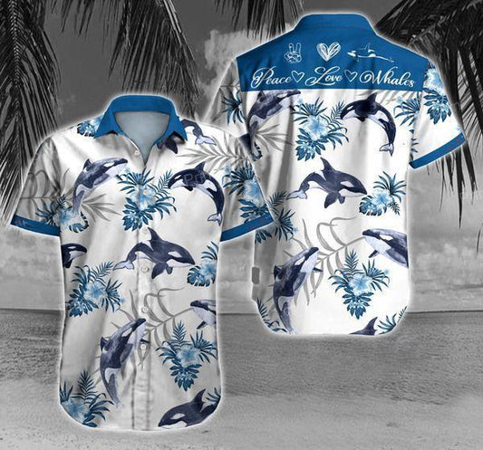 Peace Love Whale Hawaiian Shirt 131