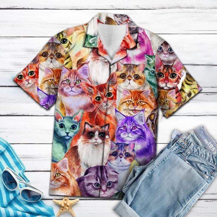 Amazing Hawaiian Aloha Shirts Colorful Cats #H