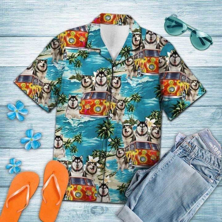 Alaskan Malamute Hippie Summer Hawaiian Shirt