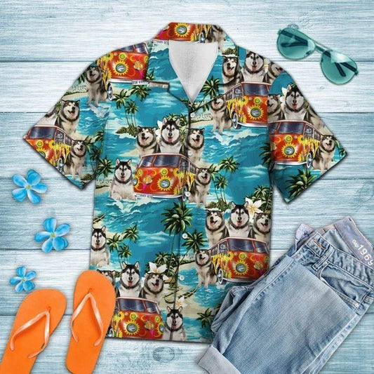 Alaskan Malamute Hippie Summer Hawaiian Shirt