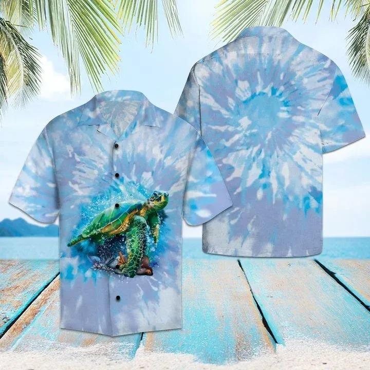 Turtle Blue Tie Dye Hawaiian Shirt | For Men & Women | Adult | HW1537