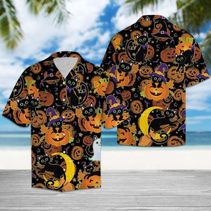 Halloween Black Cat Hawaiian Shirt | For Men & Women | Adult | HW6544