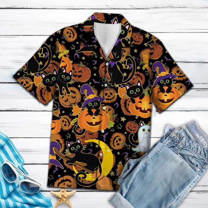 Halloween Black Cat Hawaiian Shirt | For Men & Women | Adult | HW6544