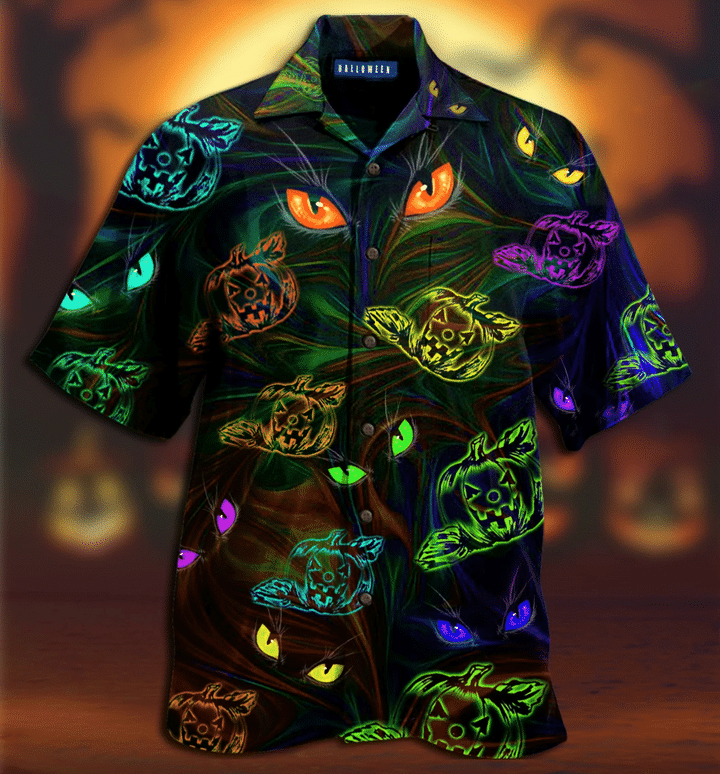 Groovy Pumpkins Cat Eyes Halloween Hawaiian Shirt | For Men & Women | Adult | HW2037