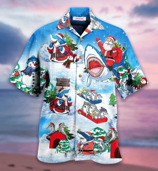 Christmas Shark Hawaiian Shirt | For Men & Women | Adult | HW2009