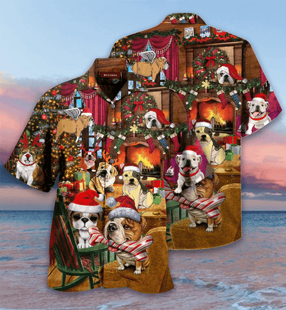 Christmas With Bulldog Hawaiian Shirt