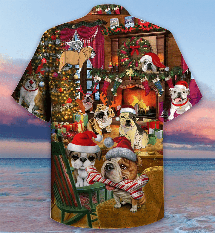 Christmas With Bulldog Hawaiian Shirt