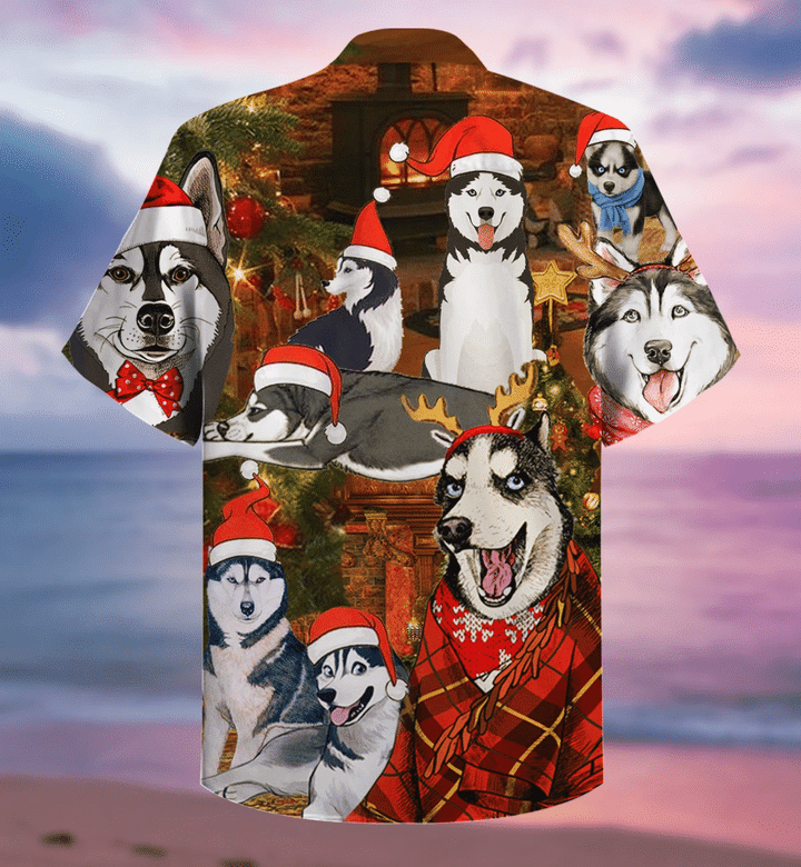 Christmas With Husky Hawaiian Shirt | For Men & Women | Adult | HW2010