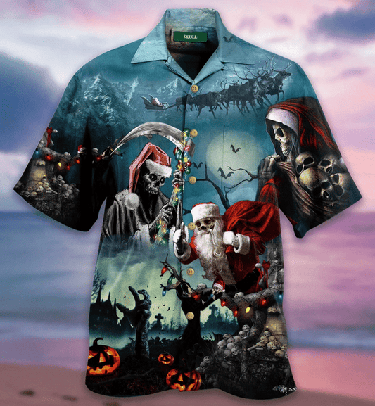 Christmas Santa Claus Skull Hawaiian Shirt