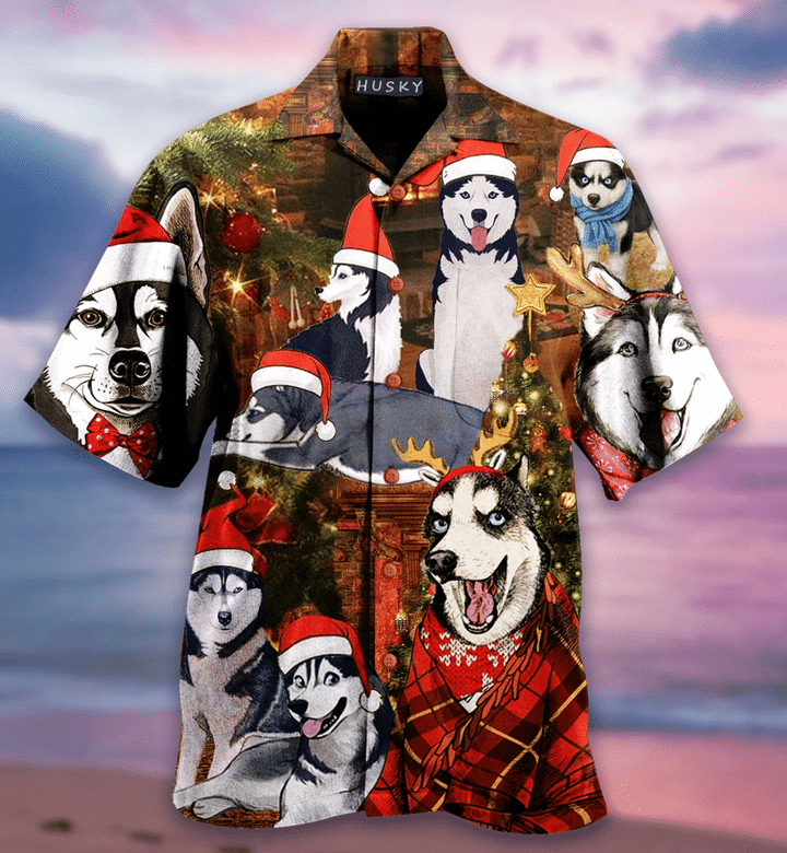 Christmas With Husky Hawaiian Shirt