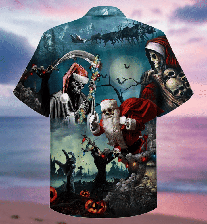 Christmas Santa Claus Skull Hawaiian Shirt