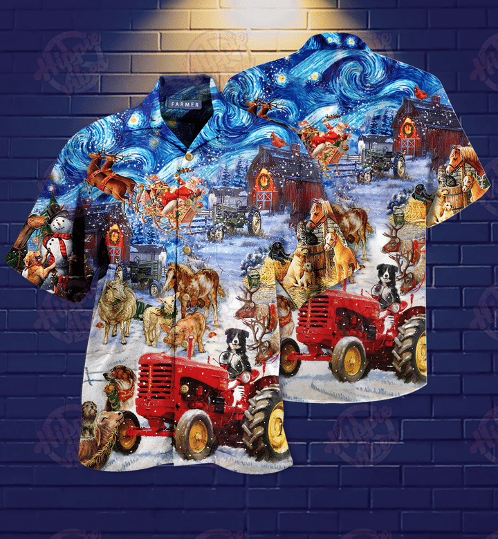 Farmer Night Christmas Hawaiian Shirt