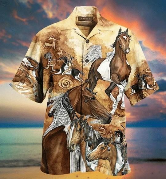 Native Horse Vintage Tropical Hawaiian Shirt 