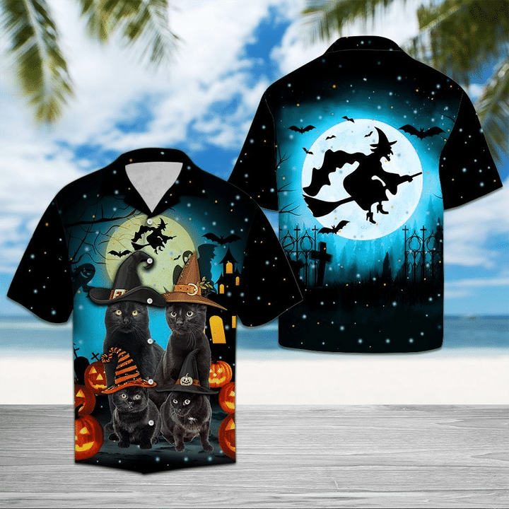 Black Cat Family Halloween Hawaiian Shirt | For Men & Women | Adult | HW4254