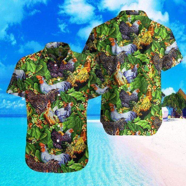 Amazing Rooster Farm Green Unisex Hawaiian Shirts, Summer Shirts, Beach Shirts