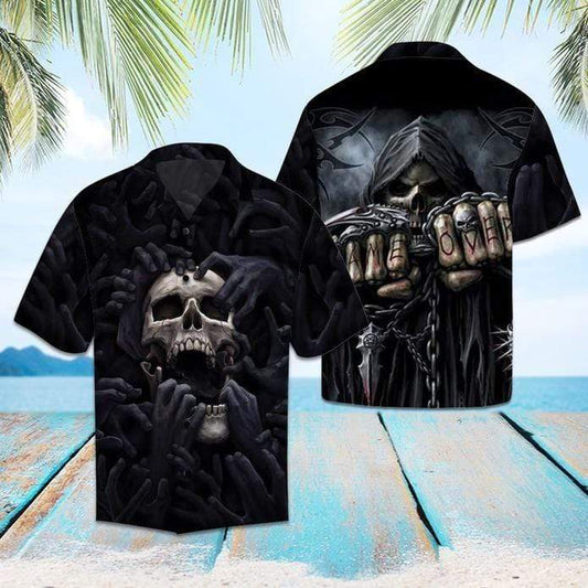 Scary Skeleton Skull Black Cool Halloween Hawaiian Shirts