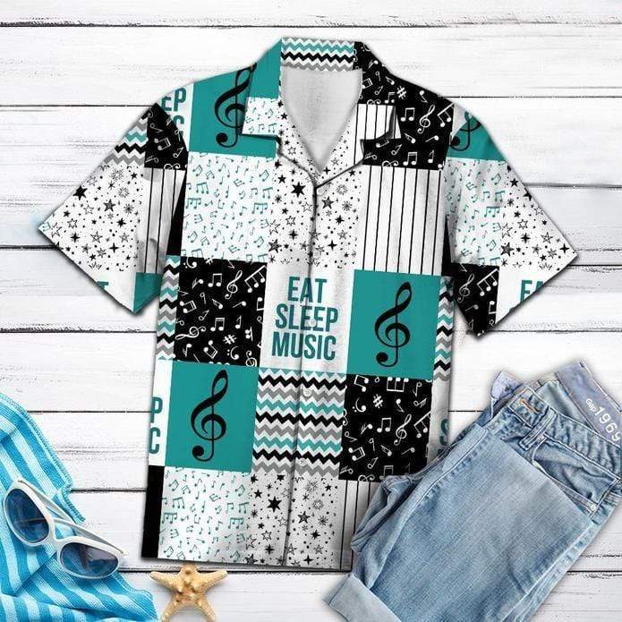 Eat Sleep Music Unisex Hawaiian Aloha Shirts