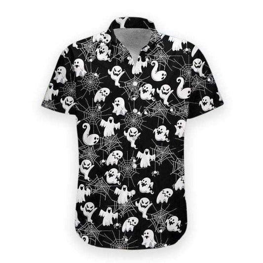 Black White Funny Boo Halloween Night Hawaiian Shirts