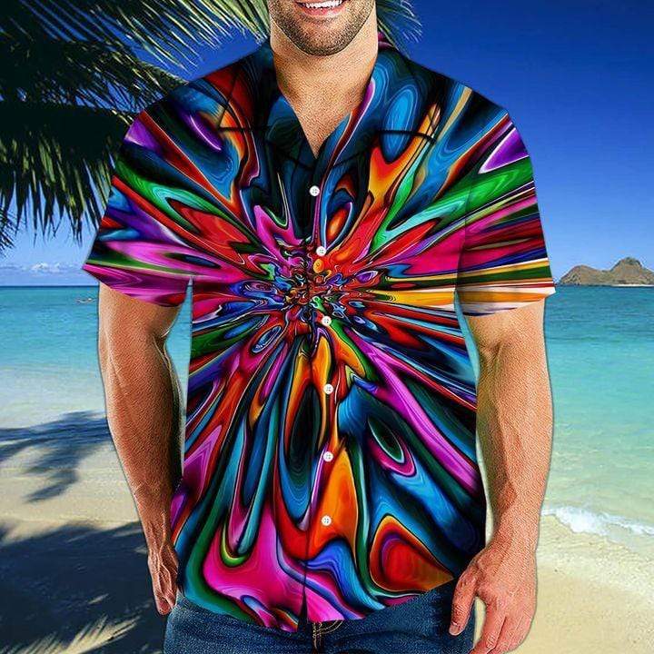 Amazing Holographic Hippie Tie Dye Unisex Hawaiian Shirts, Summer Shirts, Beach Shirts