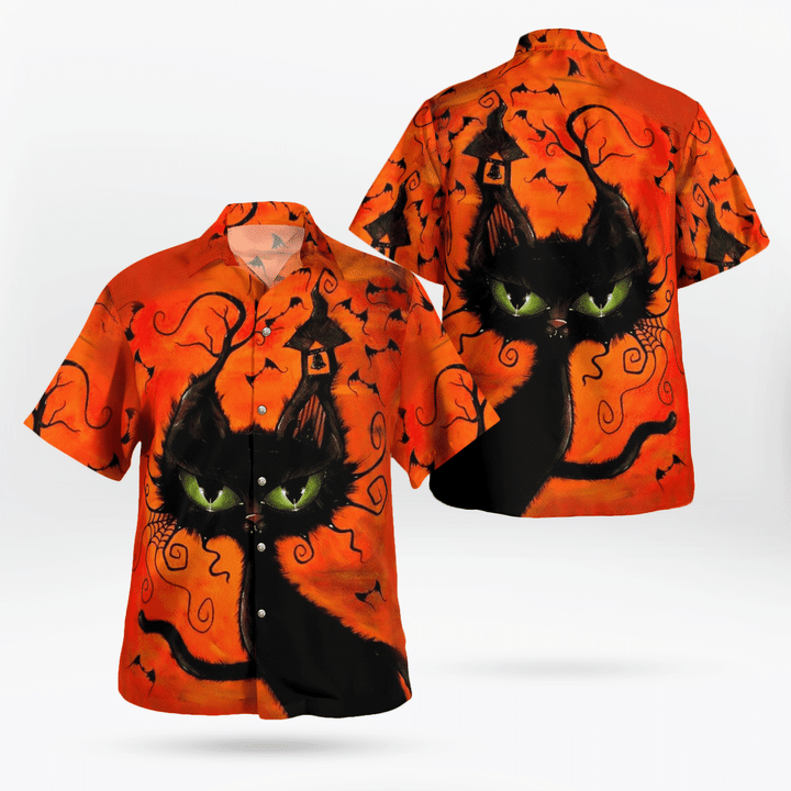 Weird Black Cat At Night Spooky Hawaiian Shirt | For Men & Women | Adult | HW9248