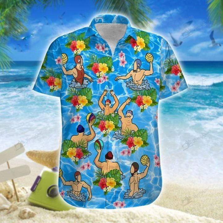 Water Polo Blue Hawaiian Aloha Shirts