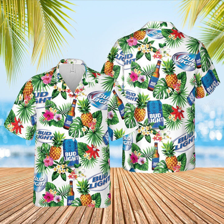 Bud Light Beer Blue Hawaiian Shirt